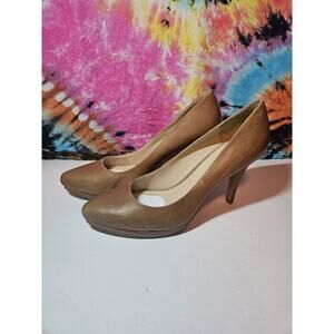 Nine West Brown Leather Pointed Toe Heels